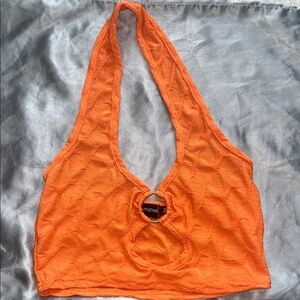 PrettyLittleThing Bright Orange Textured Short Set